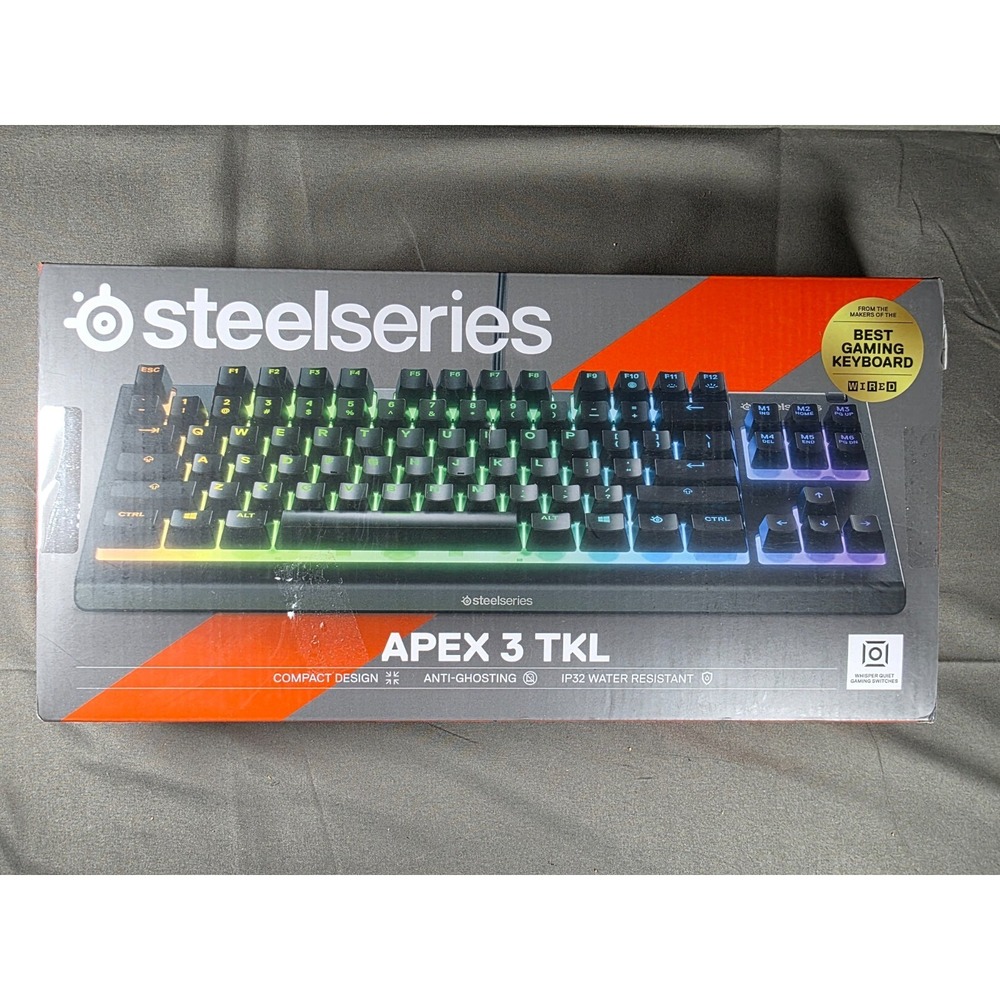 SteelSeries Apex 3 TKL RGB Gaming Keyboard Tenkeyless IP32 Black